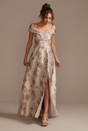 Brocade Off the Shoulder Ball Gown with ...